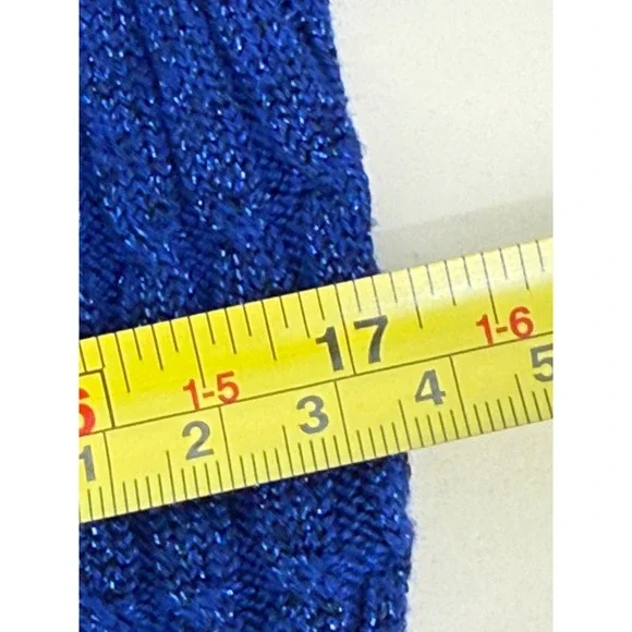 CB Collections Royal Blue Ribbed Knit Sparkle‎ Short Sleeve Top M Vintage - Picture 6 of 10